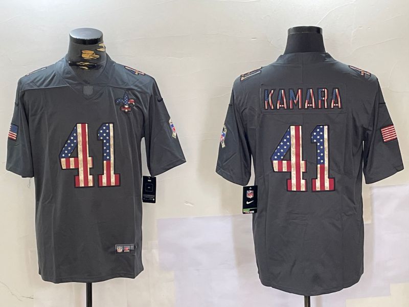 Men New Orleans Saints 41 Kamara Grey 2024 Nike National Flag Limited NFL Jersey style 1